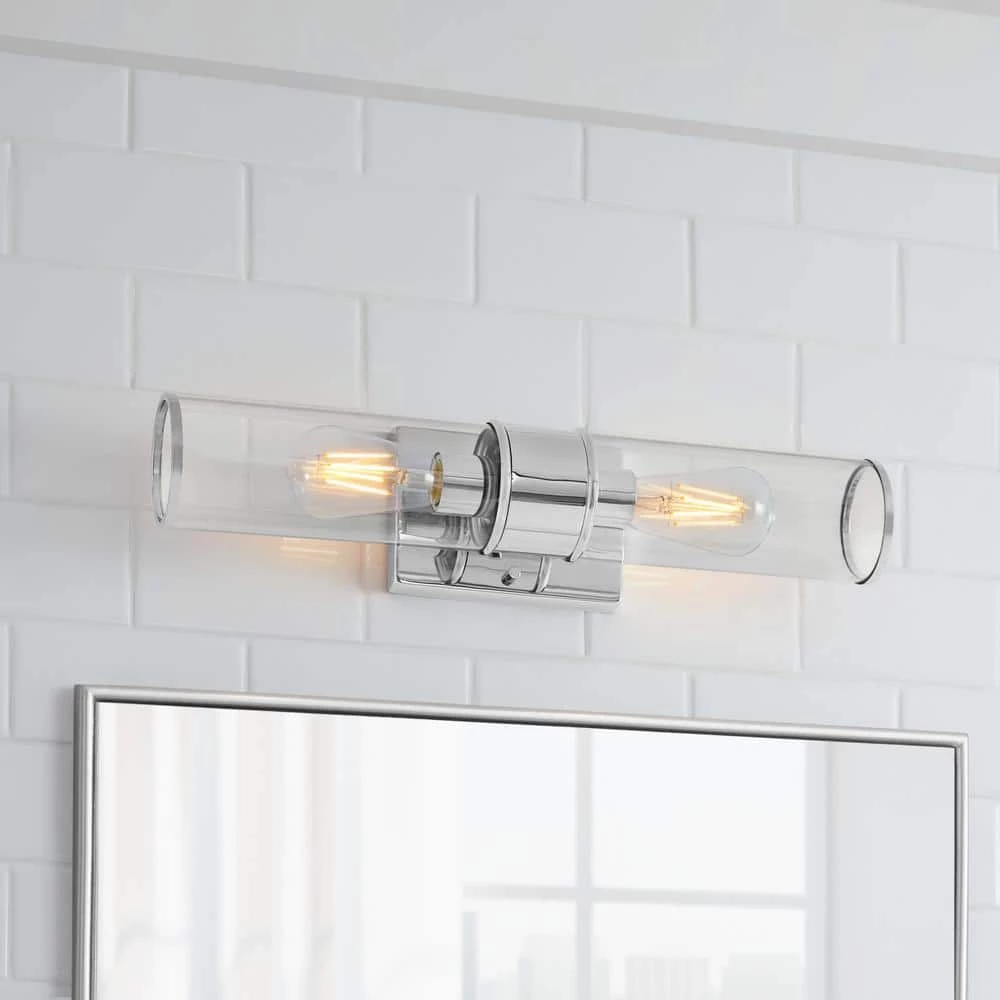 Laurel Falls 19.75 in. 2-Light Chrome Bathroom Vanity Light with Clear Glass Shades by Home Decorators Collection 4 Laurel Falls 19.75 in. 2-Light Chrome Bathroom Vanity Light with Clear Glass Shades by Home Decorators Collection - Image 2