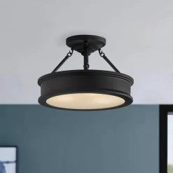 Grafton 15 in. 3-Light Coal Semi-Flush Mount Ceiling Light by Home Decorators Collection -Outlet Home Decorators Collection Store coal home decorators collection flush mount lights 25955 e1 1000