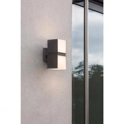 Keating 2-Light Dark Grey LED Outdoor Wall Mount Lantern Sconce with Opal PC by Home Decorators Collection -Outlet Home Decorators Collection Store dark grey home decorators collection outdoor sconces 5193805118 31 1000