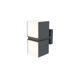 Keating 2-Light Dark Grey LED Outdoor Wall Mount Lantern Sconce with Opal PC by Home Decorators Collection -Outlet Home Decorators Collection Store dark grey home decorators collection outdoor sconces 5193805118 40 1000