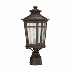 Waterton 1-Light Outdoor Dark Ridge Bronze Post Mount Lantern by Home Decorators Collection