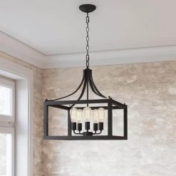 Boswell Quarter 20 in. 5-Light Distressed Black Farmhouse Pendant for Kitchen or Entryway by Home Decorators Collection -Outlet Home Decorators Collection Store distressed black home decorators collection chandeliers 7949hdcdbdi 40 1000