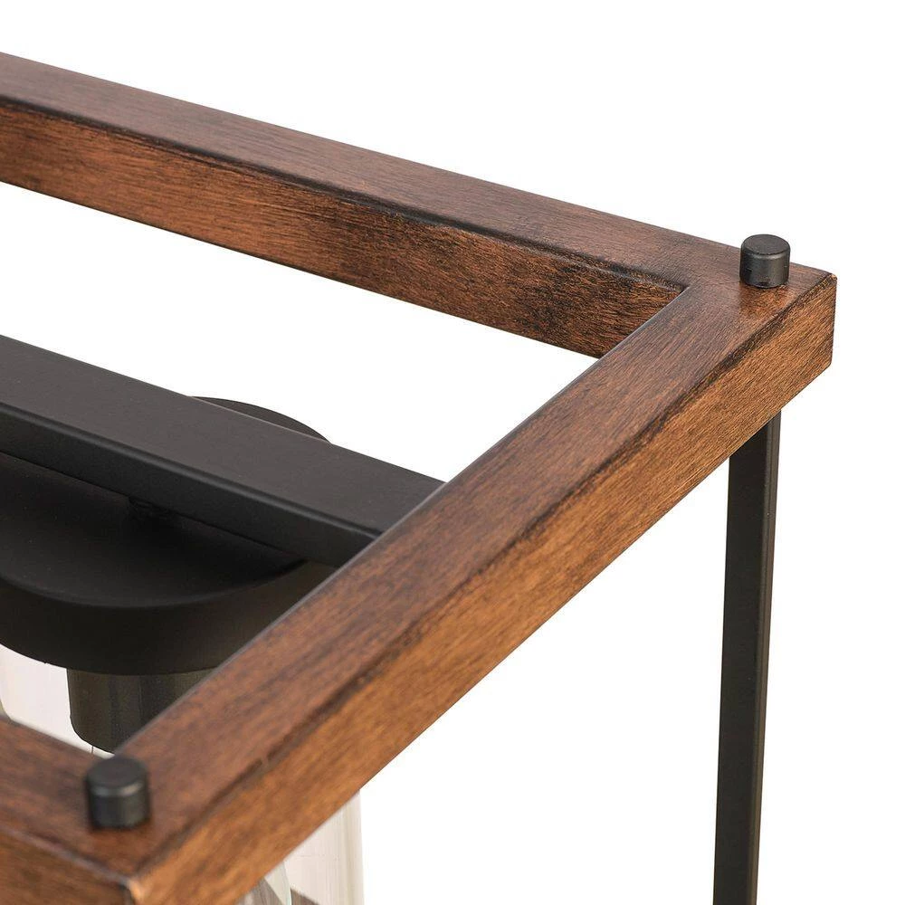 Elden Modern 4-Light Faux Wood and Black Outdoor Chandelier by Home Decorators Collection 10 Elden Modern 4-Light Faux Wood and Black Outdoor Chandelier by Home Decorators Collection - Image 8