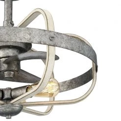 Keowee 23 in. Indoor/Outdoor Galvanized Farmhouse Dual Mount Caged Ceiling Fan with Light Kit and Remote Control by Home Decorators Collection -Outlet Home Decorators Collection Store galvanized antique white wood home decorators collection ceiling fans with lights 1009hdcgldi 76 1000