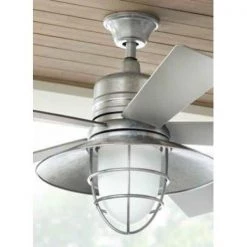 Grayton 54 in. LED Indoor/Outdoor Galvanized Ceiling Fan with Light Kit and Remote Control by Home Decorators Collection -Outlet Home Decorators Collection Store galvanized home decorators collection ceiling fans with lights 24343 1d 1000