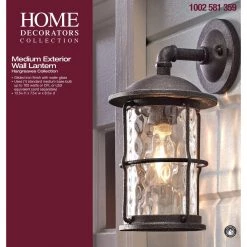 Hargreaves 7-1/2 in. One-Light Black Rustic Farmhouse Outdoor Wall Lantern Sconce with Seeded Glass by Home Decorators Collection -Outlet Home Decorators Collection Store gilded iron home decorators collection outdoor sconces 7956hdcgidi 40 1000
