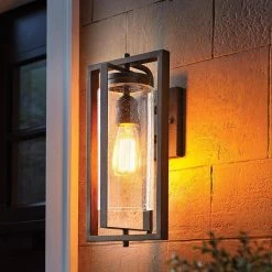 Palermo Grove 8 in. 1-Light Gilded Iron Rustic Farmhouse Outdoor Wall Lantern Sconce with Walnut Wood Accents by Home Decorators Collection -Outlet Home Decorators Collection Store gilded iron home decorators collection outdoor sconces 7972hdcgidi c3 1000