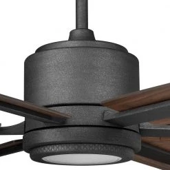 Palermo Grove 60 in. 6-Blade LED Indoor Gilded Iron Farmhouse Dual Mount Ceiling Fan with Light and Remote Control by Home Decorators Collection -Outlet Home Decorators Collection Store gilded iron with walnut wood home decorators collection ceiling fans with lights 7984hdcgi 76 1000