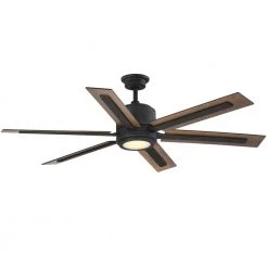 Palermo Grove 60 in. 6-Blade LED Indoor Gilded Iron Farmhouse Dual Mount Ceiling Fan with Light and Remote Control by Home Decorators Collection -Outlet Home Decorators Collection Store gilded iron with walnut wood home decorators collection ceiling fans with lights 7984hdcgi fa 1000