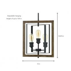 Palermo Grove 14 in. 3-Light Gilded Iron Farmhouse Kitchen Pendant with Hand Painted Walnut Accents by Home Decorators Collection -Outlet Home Decorators Collection Store gilded iron with walnut wood home decorators collection chandeliers 7921hdc 31 1000