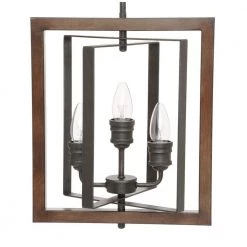 Palermo Grove 14 in. 3-Light Gilded Iron Farmhouse Kitchen Pendant with Hand Painted Walnut Accents by Home Decorators Collection -Outlet Home Decorators Collection Store gilded iron with walnut wood home decorators collection chandeliers 7921hdc 77 1000