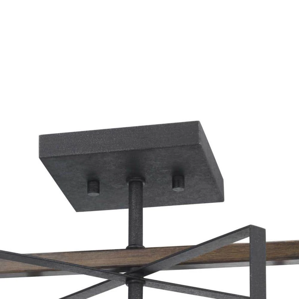 Palermo Grove 2-Light Gilded Iron Semi-Flush Mount, Rustic Farmhouse Ceiling Light with Walnut Wood Accents by Home Decorators Collection 12 Palermo Grove 2-Light Gilded Iron Semi-Flush Mount, Rustic Farmhouse Ceiling Light with Walnut Wood Accents by Home Decorators Collection - Image 10