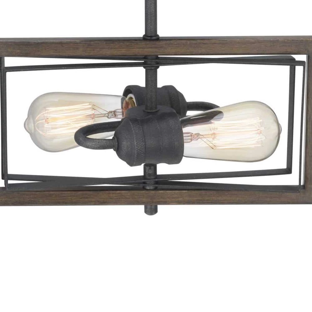 Palermo Grove 2-Light Gilded Iron Semi-Flush Mount, Rustic Farmhouse Ceiling Light with Walnut Wood Accents by Home Decorators Collection 10 Palermo Grove 2-Light Gilded Iron Semi-Flush Mount, Rustic Farmhouse Ceiling Light with Walnut Wood Accents by Home Decorators Collection - Image 8
