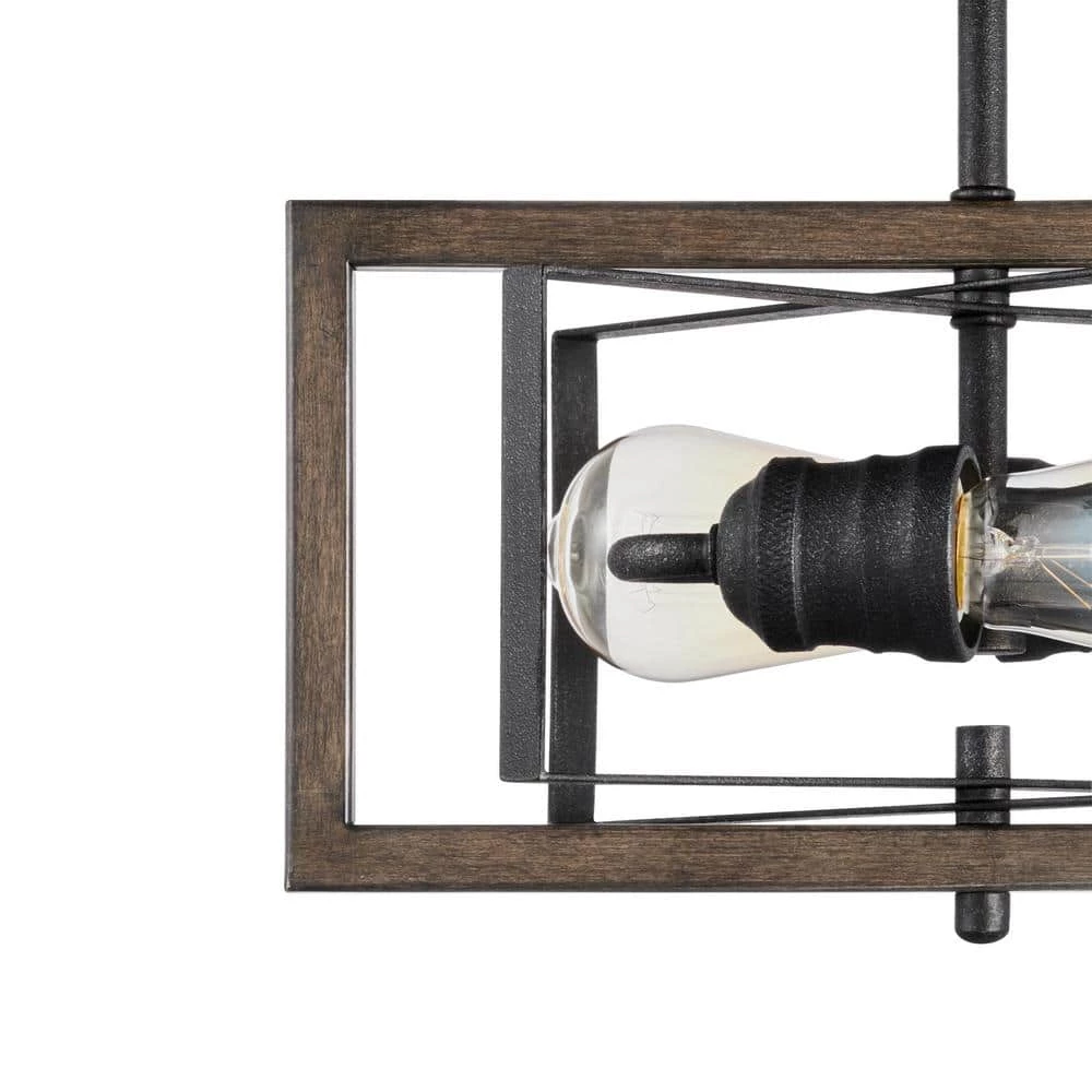 Palermo Grove 2-Light Gilded Iron Semi-Flush Mount, Rustic Farmhouse Ceiling Light with Walnut Wood Accents by Home Decorators Collection 6 Palermo Grove 2-Light Gilded Iron Semi-Flush Mount, Rustic Farmhouse Ceiling Light with Walnut Wood Accents by Home Decorators Collection - Image 4