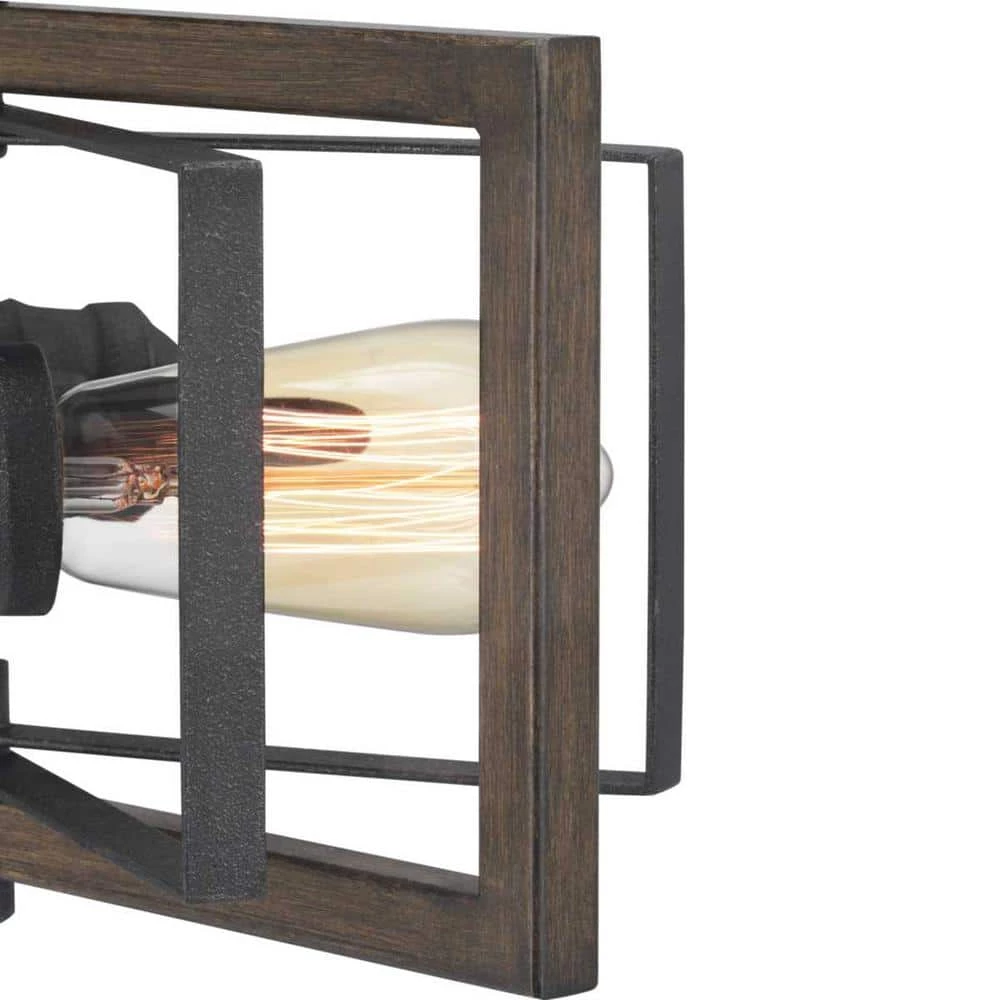 Palermo Grove 2-Light Gilded Iron Semi-Flush Mount, Rustic Farmhouse Ceiling Light with Walnut Wood Accents by Home Decorators Collection 9 Palermo Grove 2-Light Gilded Iron Semi-Flush Mount, Rustic Farmhouse Ceiling Light with Walnut Wood Accents by Home Decorators Collection - Image 7