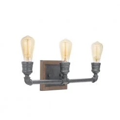Palermo Grove 3-Light Gilded Iron Vanity Light with Painted Walnut Wood Accents by Home Decorators Collection -Outlet Home Decorators Collection Store gilded iron with walnut wood home decorators collection vanity lighting 7969hdcgidi 4f 1000