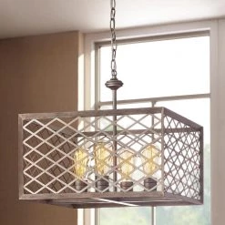 Wallace Manor Collection 4-Light Gilded Pewter Pendant with Interweaving Open Cage Frame by Home Decorators Collection -Outlet Home Decorators Collection Store gilded pewter home decorators collection chandeliers 7946hdc 31 1000