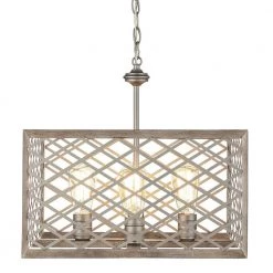 Wallace Manor Collection 4-Light Gilded Pewter Pendant with Interweaving Open Cage Frame by Home Decorators Collection