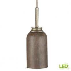 1-Light 9-Watt Gilded Pewter Integrated LED Mini Pendant by Home Decorators Collection -Outlet Home Decorators Collection Store gilded pewter home decorators collection pendant lights 7930hdcgp 4f 1000