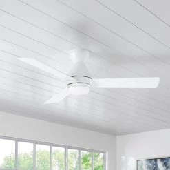 Emery 56 in. LED Glossy White Ceiling Fan with Remote Control by Home Decorators Collection -Outlet Home Decorators Collection Store glossy white home decorators collection ceiling fans with lights am641h glwh 40 1000