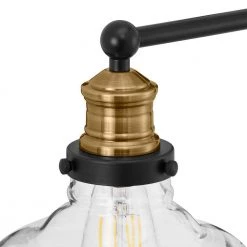 Lora 3-Light Matte Black and Gold Vanity Light with Clear Glass Shades by Home Decorators Collection -Outlet Home Decorators Collection Store gold and matte black home decorators collection vanity lighting w776a03bkg 1d 1000