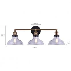 Lora 3-Light Matte Black and Gold Vanity Light with Clear Glass Shades by Home Decorators Collection -Outlet Home Decorators Collection Store gold and matte black home decorators collection vanity lighting w776a03bkg 40 1000