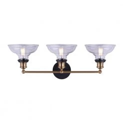 Lora 3-Light Matte Black and Gold Vanity Light with Clear Glass Shades by Home Decorators Collection -Outlet Home Decorators Collection Store gold and matte black home decorators collection vanity lighting w776a03bkg 4f 1000
