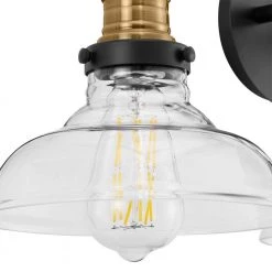 Lora 3-Light Matte Black and Gold Vanity Light with Clear Glass Shades by Home Decorators Collection -Outlet Home Decorators Collection Store gold and matte black home decorators collection vanity lighting w776a03bkg 66 1000