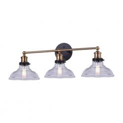 Lora 3-Light Matte Black and Gold Vanity Light with Clear Glass Shades by Home Decorators Collection -Outlet Home Decorators Collection Store gold and matte black home decorators collection vanity lighting w776a03bkg 77 1000