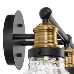 Lora 3-Light Matte Black and Gold Vanity Light with Clear Glass Shades by Home Decorators Collection -Outlet Home Decorators Collection Store gold and matte black home decorators collection vanity lighting w776a03bkg a0 1000