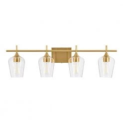 Gabrielle 4-Light Gold Vanity Light with Clear Glass Shades by Home Decorators Collection -Outlet Home Decorators Collection Store gold home decorators collection vanity lighting w770a04hgd 1d 1000