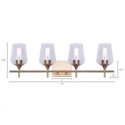 Gabrielle 4-Light Gold Vanity Light with Clear Glass Shades by Home Decorators Collection -Outlet Home Decorators Collection Store gold home decorators collection vanity lighting w770a04hgd 40 1000