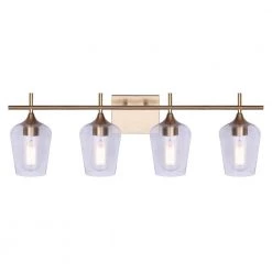 Gabrielle 4-Light Gold Vanity Light with Clear Glass Shades by Home Decorators Collection -Outlet Home Decorators Collection Store gold home decorators collection vanity lighting w770a04hgd 4f 1000