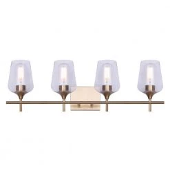 Gabrielle 4-Light Gold Vanity Light with Clear Glass Shades by Home Decorators Collection
