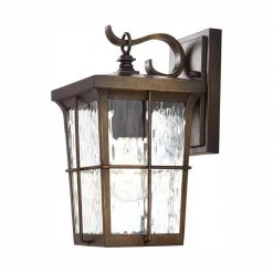 Barrington 1-Light Golden Bronze Outdoor 11.25 in. Wall Lantern Sconce with Clear Water Glass by Home Decorators Collection