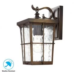 Barrington 1-Light Golden Bronze Outdoor 11.25 in. Wall Lantern Sconce with Clear Water Glass by Home Decorators Collection -Outlet Home Decorators Collection Store golden bronze home decorators collection outdoor sconces 23481 77 1000