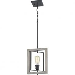 Palermo Grove 1-Light Graphite Mini-Pendant, Rustic Farmhouse Rectangular Hanging Light with Bleached Oak Accents by Home Decorators Collection -Outlet Home Decorators Collection Store graphite with bleached oak home decorators collection pendant lights 7927hdcgrdi 1f 1000