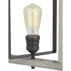 Palermo Grove 1-Light Graphite Mini-Pendant, Rustic Farmhouse Rectangular Hanging Light with Bleached Oak Accents by Home Decorators Collection -Outlet Home Decorators Collection Store graphite with bleached oak home decorators collection pendant lights 7927hdcgrdi 4f 1000