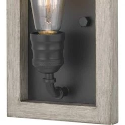 Palermo Grove 5.2 in. Graphite Indoor Wall Farmhouse Sconce with Rustic Bleached Oak Accents by Home Decorators Collection -Outlet Home Decorators Collection Store graphite with bleached oak home decorators collection wall sconces 7967hdcgrdi 1f 1000