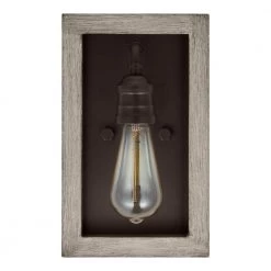 Palermo Grove 5.2 in. Graphite Indoor Wall Farmhouse Sconce with Rustic Bleached Oak Accents by Home Decorators Collection -Outlet Home Decorators Collection Store graphite with bleached oak home decorators collection wall sconces 7967hdcgrdi 40 1000