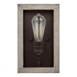Palermo Grove 5.2 in. Graphite Indoor Wall Farmhouse Sconce with Rustic Bleached Oak Accents by Home Decorators Collection