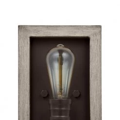 Palermo Grove 5.2 in. Graphite Indoor Wall Farmhouse Sconce with Rustic Bleached Oak Accents by Home Decorators Collection -Outlet Home Decorators Collection Store graphite with bleached oak home decorators collection wall sconces 7967hdcgrdi 66 1000