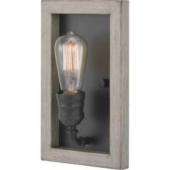 Palermo Grove 5.2 in. Graphite Indoor Wall Farmhouse Sconce with Rustic Bleached Oak Accents by Home Decorators Collection -Outlet Home Decorators Collection Store graphite with bleached oak home decorators collection wall sconces 7967hdcgrdi 77 1000