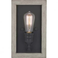 Palermo Grove 5.2 in. Graphite Indoor Wall Farmhouse Sconce with Rustic Bleached Oak Accents by Home Decorators Collection -Outlet Home Decorators Collection Store graphite with bleached oak home decorators collection wall sconces 7967hdcgrdi c3 1000