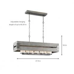 Ackwood 7-Light Grey Wood Rectangular Chandelier with White Opal Glass Shades by Home Decorators Collection -Outlet Home Decorators Collection Store grey wood home decorators collection chandeliers 26365 gry a0 1000
