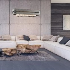 Ackwood 7-Light Grey Wood Rectangular Chandelier with White Opal Glass Shades by Home Decorators Collection -Outlet Home Decorators Collection Store grey wood home decorators collection chandeliers 26365 gry c3 1000