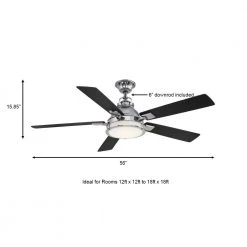 Kennedy 56 in. LED Gunmetal Ceiling Fan with Light and Remote Control by Home Decorators Collection -Outlet Home Decorators Collection Store gun metal home decorators collection ceiling fans with lights am747a gm a0 1000