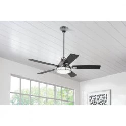 Kennedy 56 in. LED Gunmetal Ceiling Fan with Light and Remote Control by Home Decorators Collection -Outlet Home Decorators Collection Store gun metal home decorators collection ceiling fans with lights am747a gm e1 1000