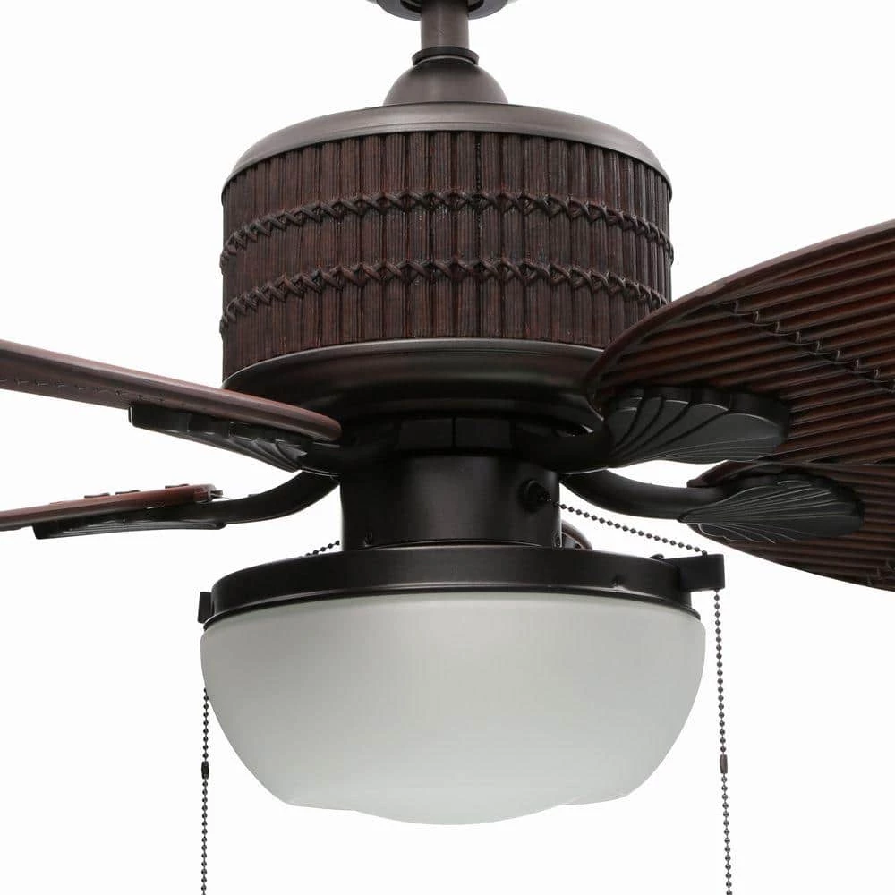 Tahiti Breeze 52 in. LED Indoor/Outdoor Natural Iron Ceiling Fan with Mahogany Bamboo Accents by Home Decorators Collection 5 Tahiti Breeze 52 in. LED Indoor/Outdoor Natural Iron Ceiling Fan with Mahogany Bamboo Accents by Home Decorators Collection - Image 3
