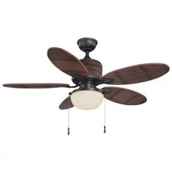 Tahiti Breeze 52 in. LED Indoor/Outdoor Natural Iron Ceiling Fan with Mahogany Bamboo Accents by Home Decorators Collection